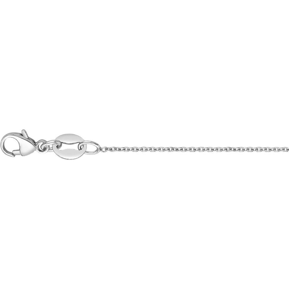 Platinum 0.97mm Polished Oval Cable Chain Necklace with Pear Shaped Lobster Clasp - 16" by Orozza Fine Jewelry