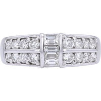 Platinum 1.0 Carats Three Stone Diamond Band with Brilliant Round Cut Diamonds