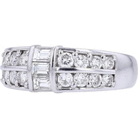 Platinum 1.0 Carats Three Stone Diamond Band with Brilliant Round Cut Diamonds