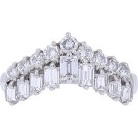 Platinum 1.00 Carat Ring Wrap with Alternating Round and Baguette Diamonds