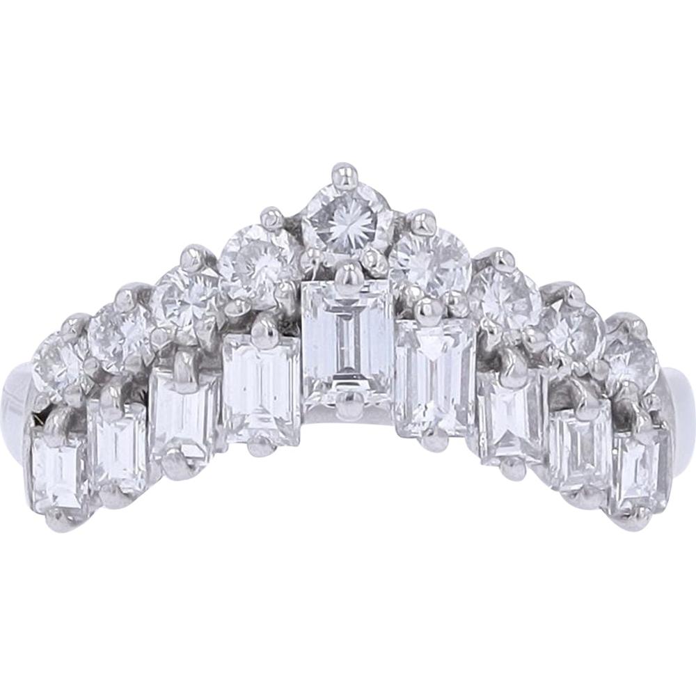 Platinum 1.00 Carat Ring Wrap with Alternating Round and Baguette Diamonds
