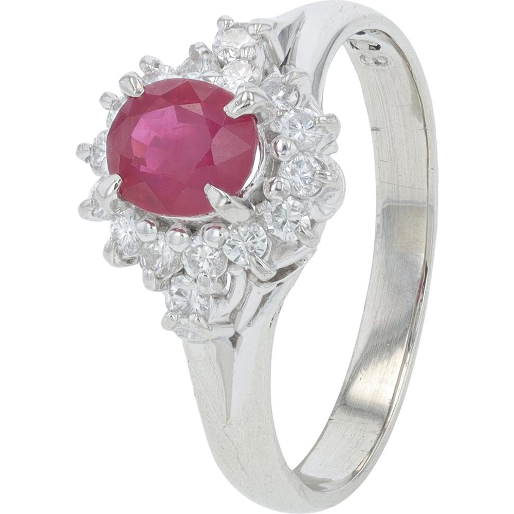 Platinum 1.00 Carat Star Ruby and Diamond Halo Ring - 0.28 Carat Total Diamond Weight