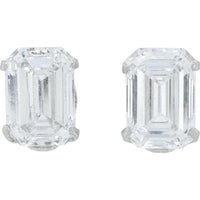 Platinum 1.00 Carat Total Weight Lab Grown Diamond Emerald Cut Stud Earrings with Four-Prong Setting