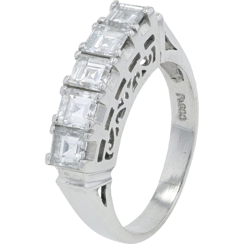 Platinum 1.01 Carat Princess Cut Diamond Band - 5 - Stone Prong Set