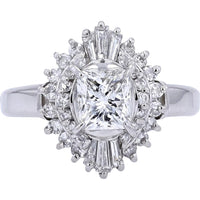 Platinum 1.01 Carat Princess Cut Diamond Engagement Ring with 1.58 Carat Total Diamond Weight - GIA Certified