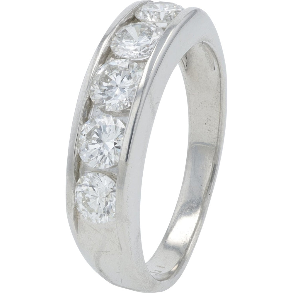 Platinum 1.01 Carat Total Weight Round Diamond Channel Set Band
