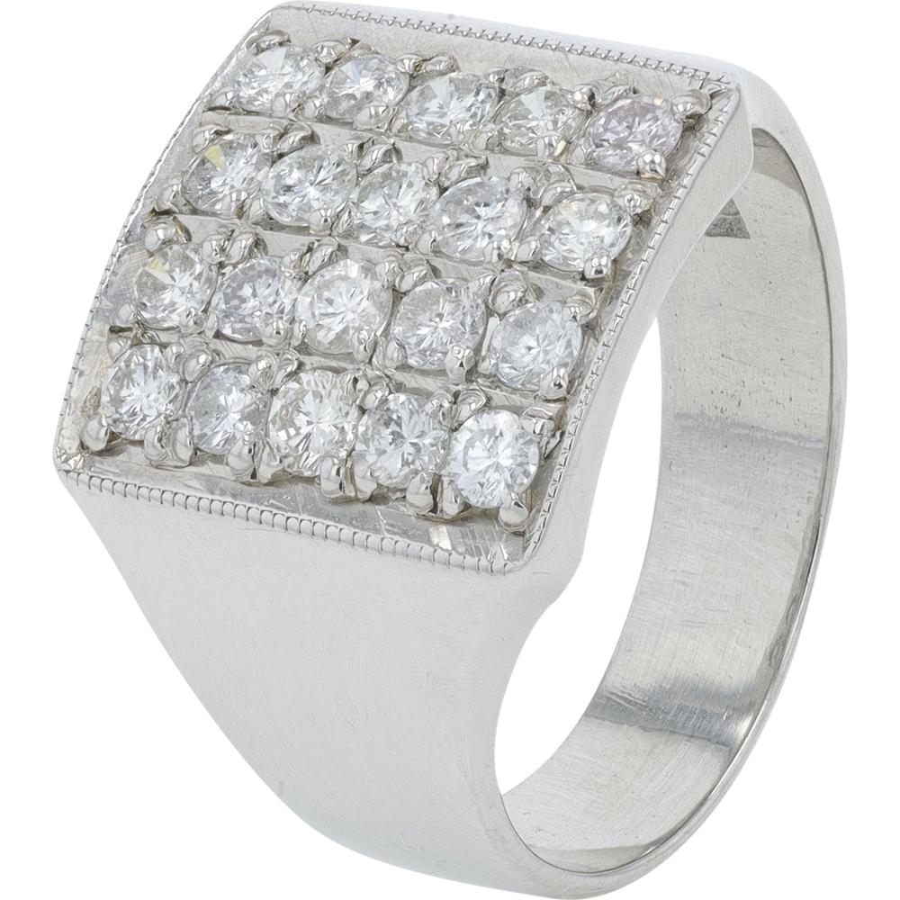 Platinum 1.01 Carat Total Weight Round Diamond Cluster Ring - Prong Set
