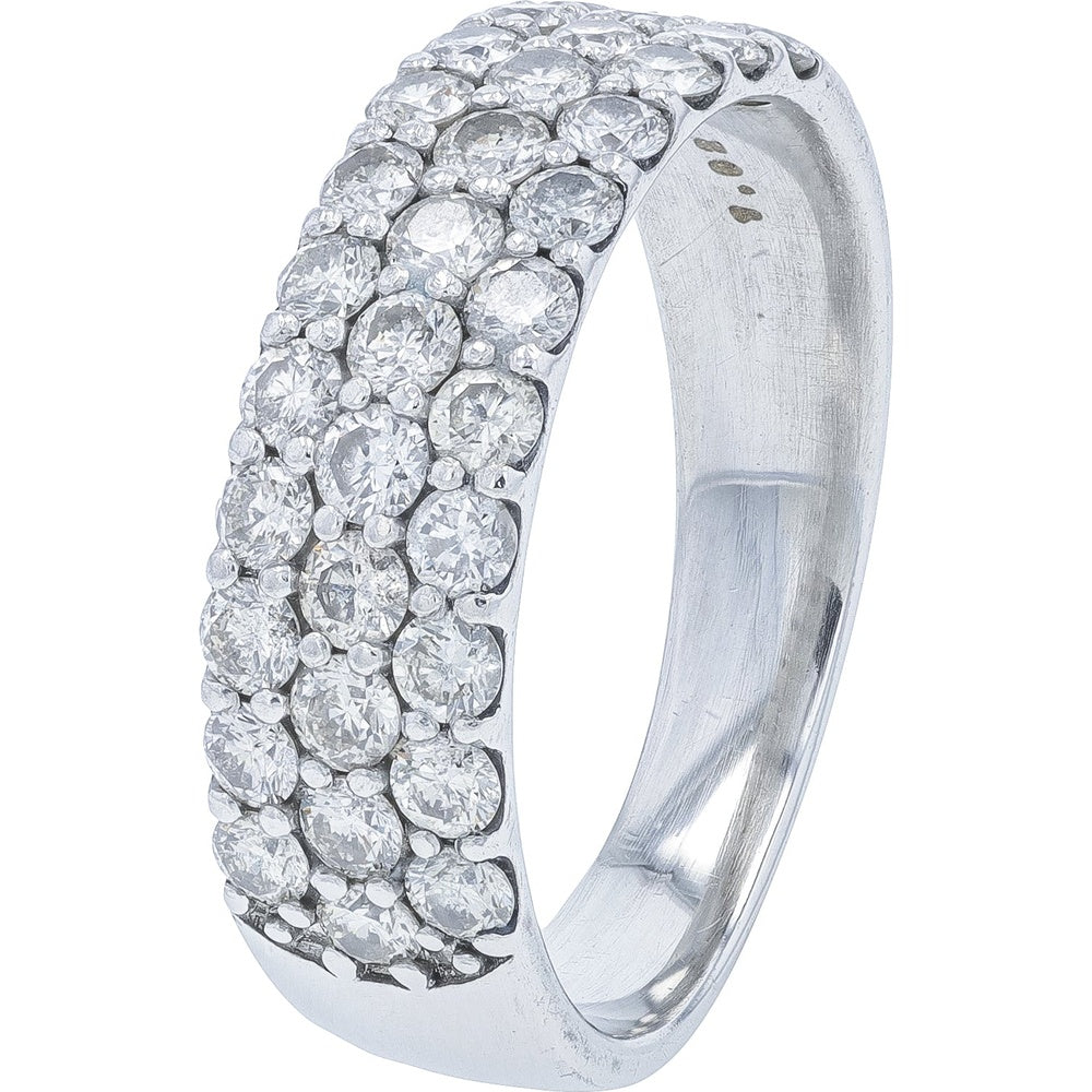 Platinum 1.02 Carat Diamond Band with Prong-Set Round Brilliant Diamonds - Size 5 Total Diamond Weight