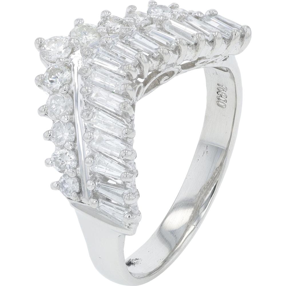 Platinum 1.02 Carat Diamond Chevron Band - Modern Luxury Ring with Sparkling Diamonds