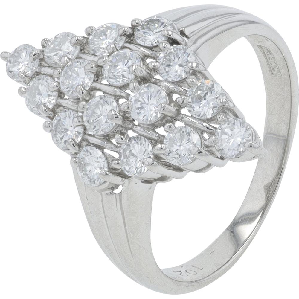 Platinum 1.02 Carat Total Weight Round Diamond Ring with Prong - Set Design