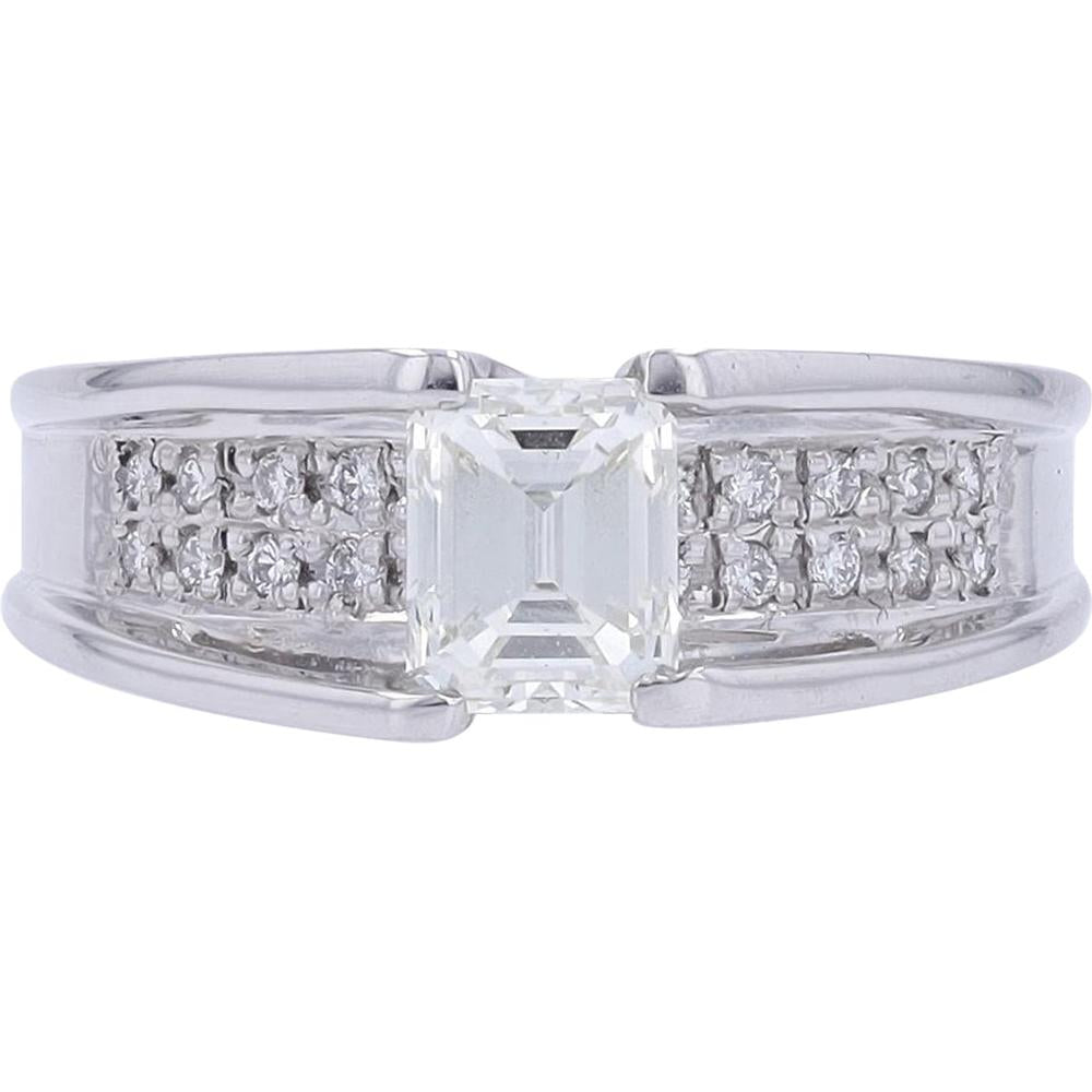 Platinum 1.021 CTR Diamond Ring with Brilliant Cut Diamonds - 1.151 Carat Total Diamond Weight
