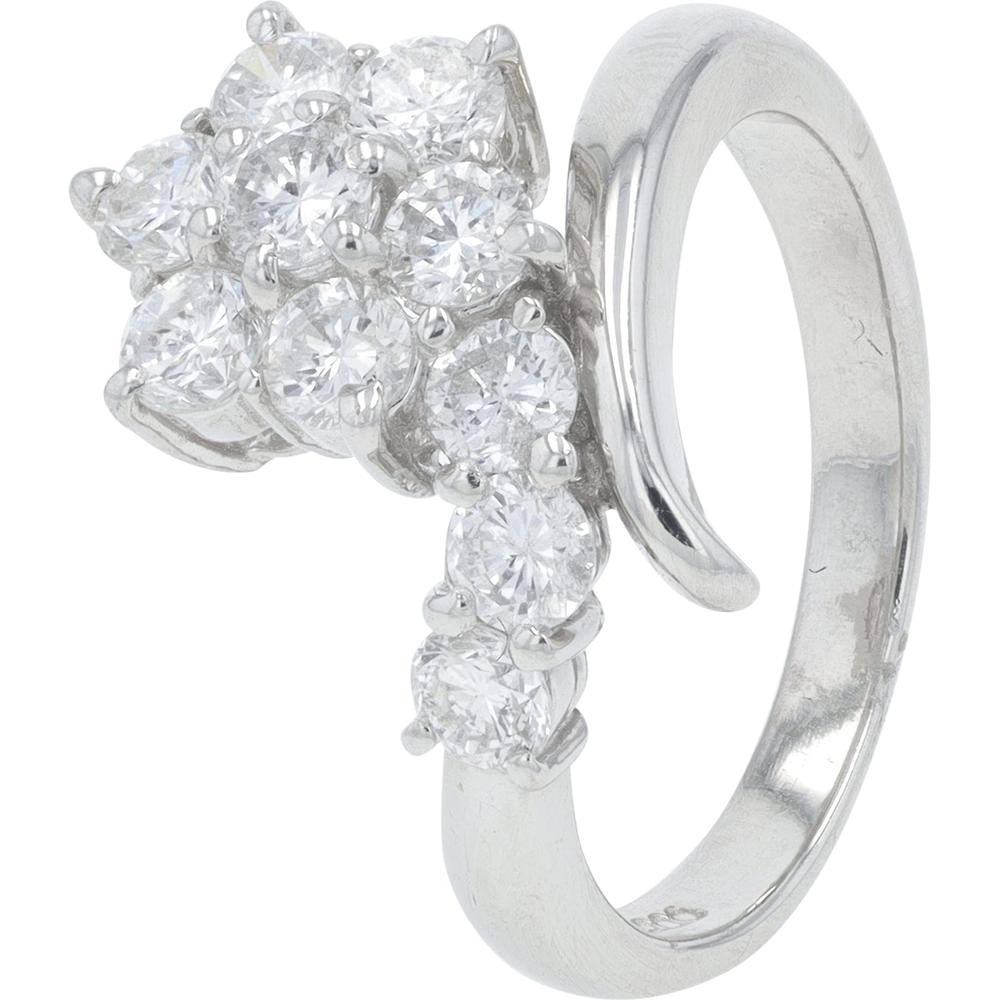 Platinum 1.04 Carat Total Weight Diamond Bypass Flower Ring - 1.04 Carat Total Diamond Weight