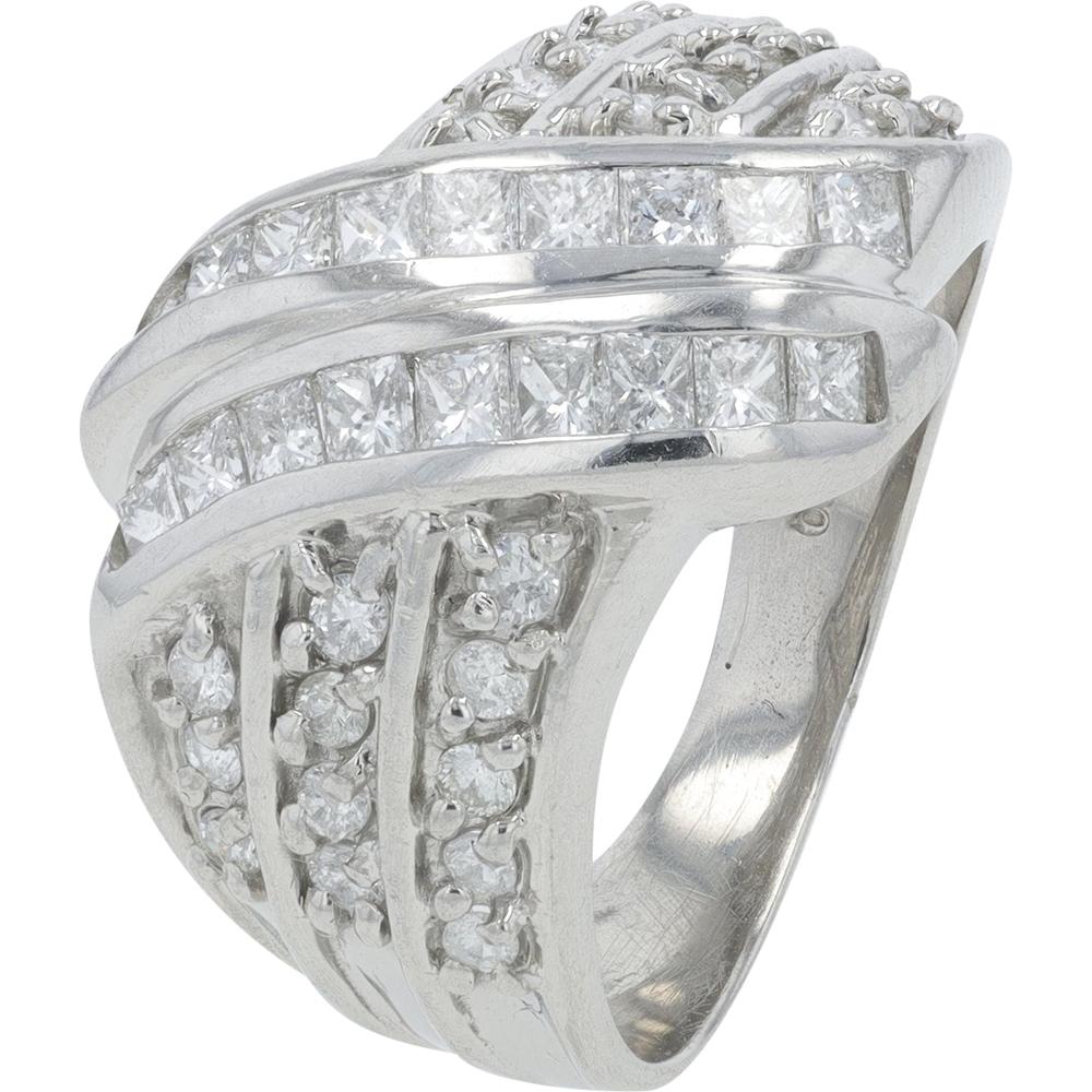 Platinum 1.04 Carat Total Weight Princess Cut Diamond Ring with Channel - Set Diamonds