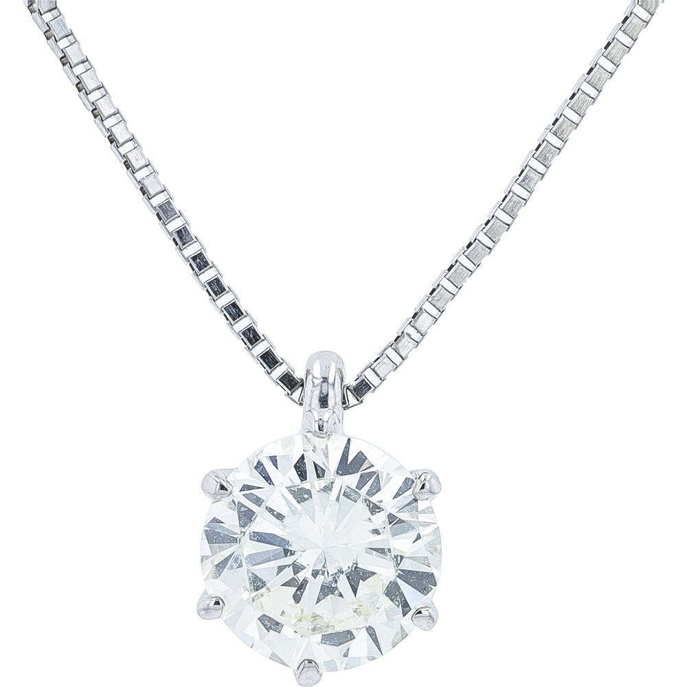 Platinum 1.05 Carat Round Brilliant Diamond Solitaire Pendant with 17.5 Inch Box Chain