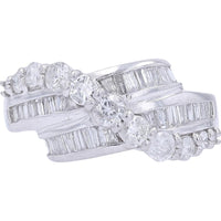 Platinum 1.06 Carat Diamond Ring with Channel Set Baguettes and Round Brilliant Center Stone - Size 7