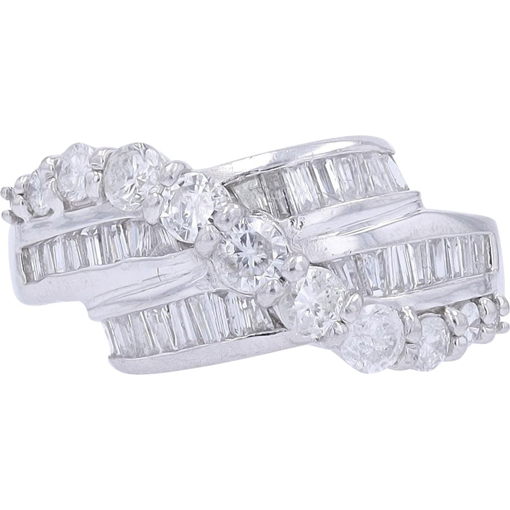 Platinum 1.06 Carat Diamond Ring with Channel Set Baguettes and Round Brilliant Center Stone - Size 7