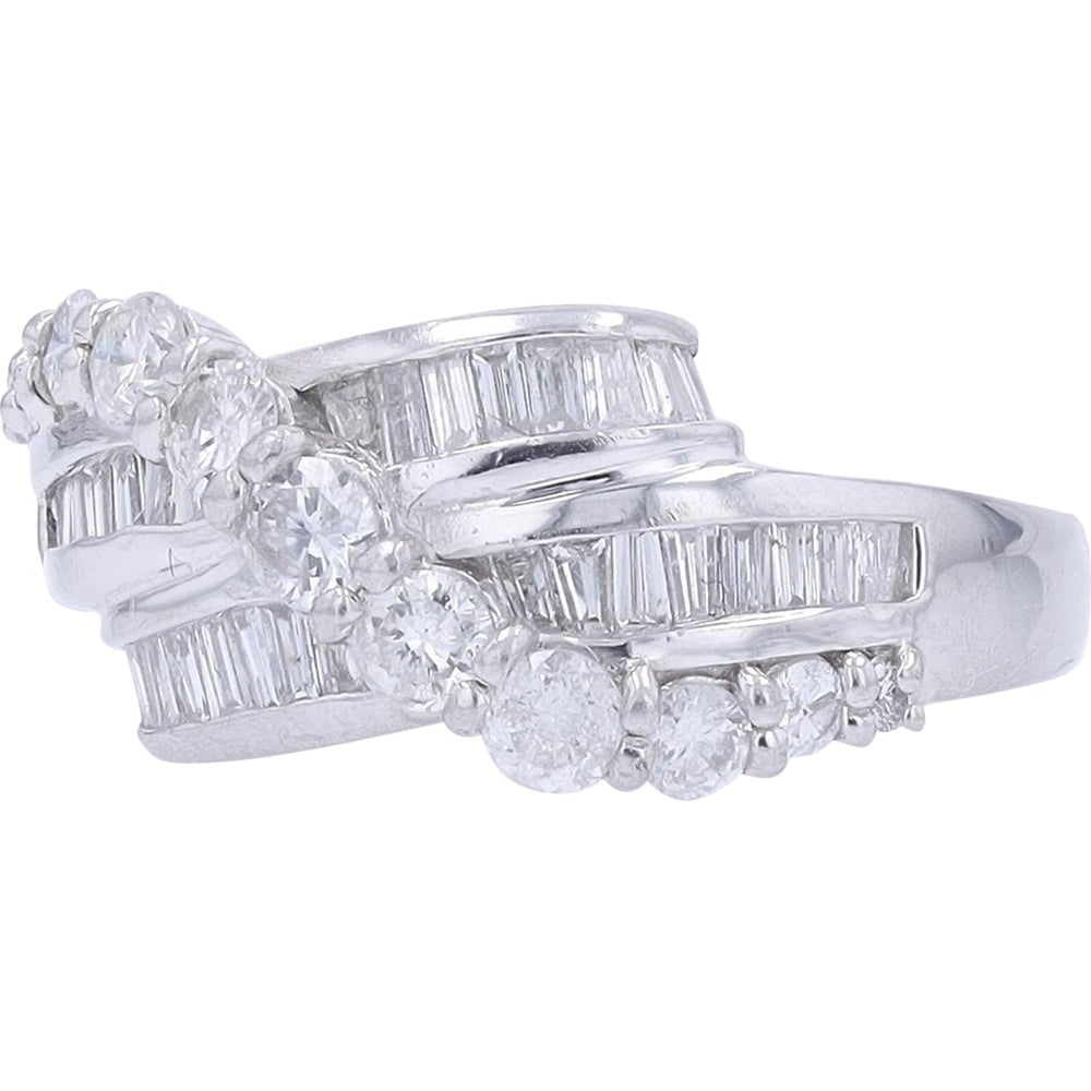 Platinum 1.06 Carat Diamond Ring with Channel Set Baguettes and Round Brilliant Center Stone - Size 7