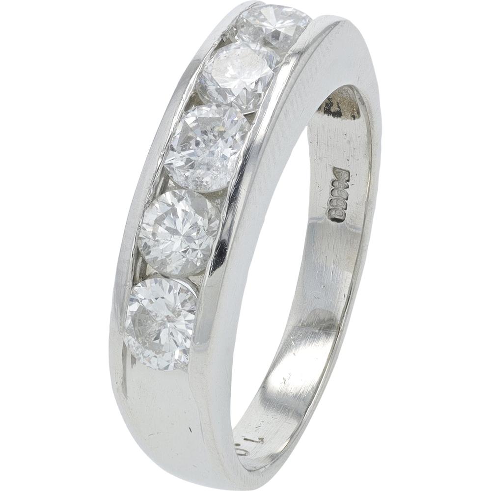 Platinum 1.064 Carat Diamond Five Stone Band - 5 Round Diamonds Total Weight
