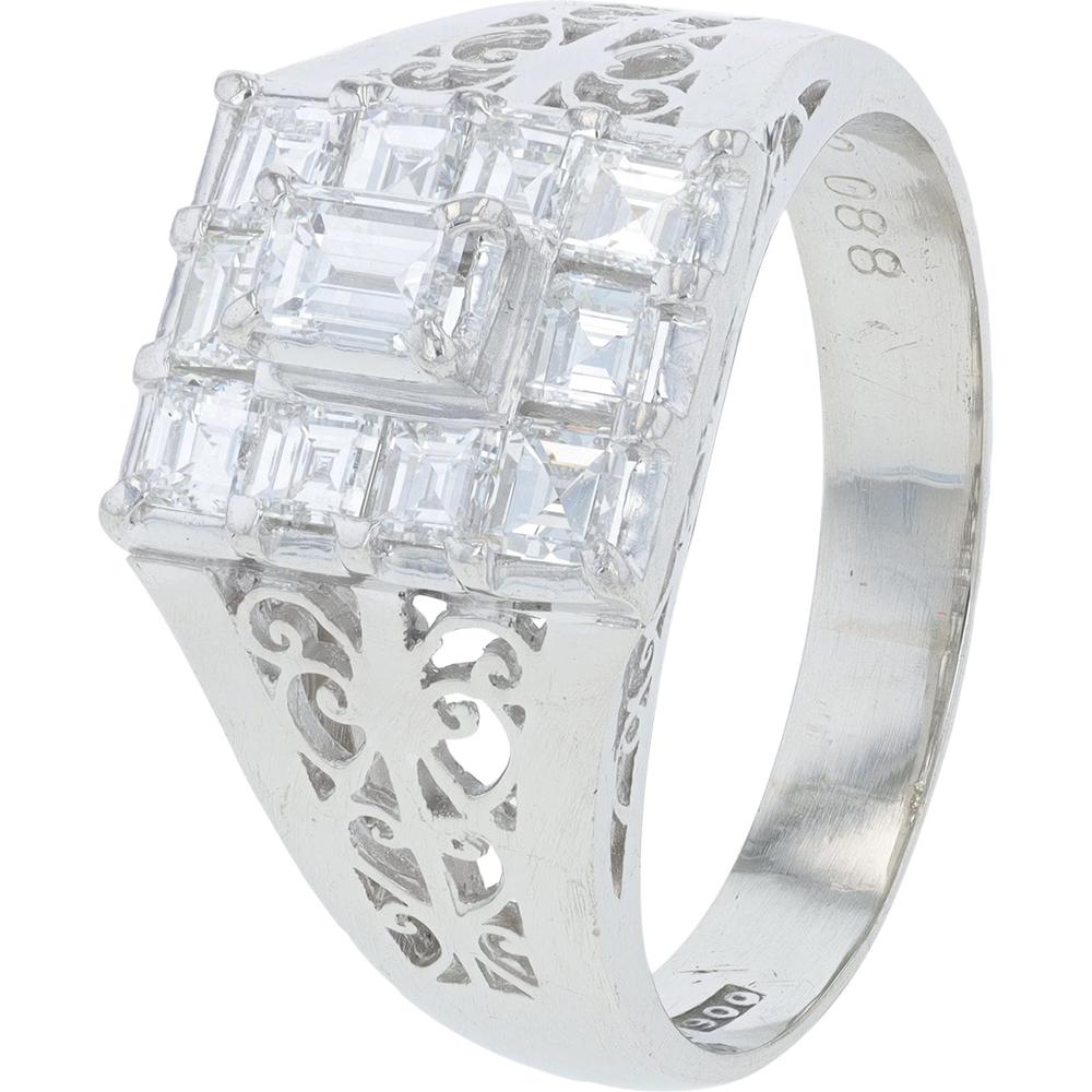 Platinum 1.10 Carat Diamond Ring with Intricate Scrollwork - Size 7.5