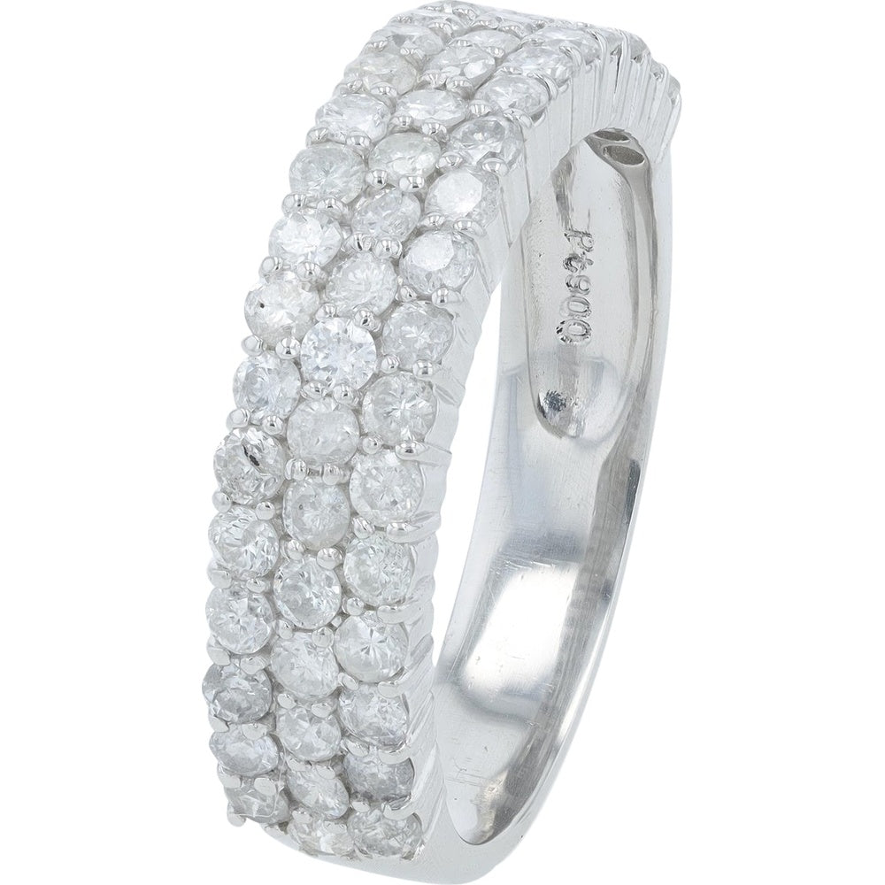 Platinum 1.10 Carat Total Weight Round Brilliant Cut Diamond Wide Band Ring - Size 6