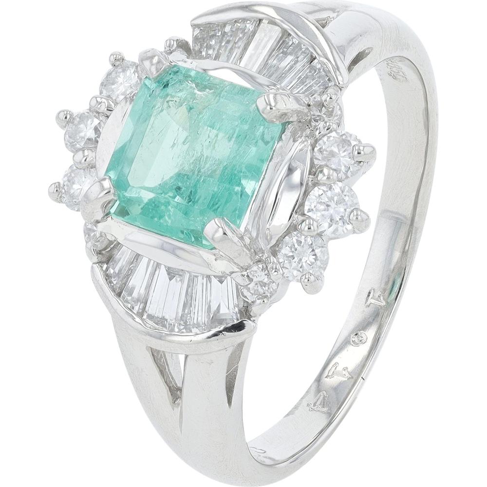 Platinum 1.14 Carat Colombian Emerald Ring with Diamond Accents - GIA Certified