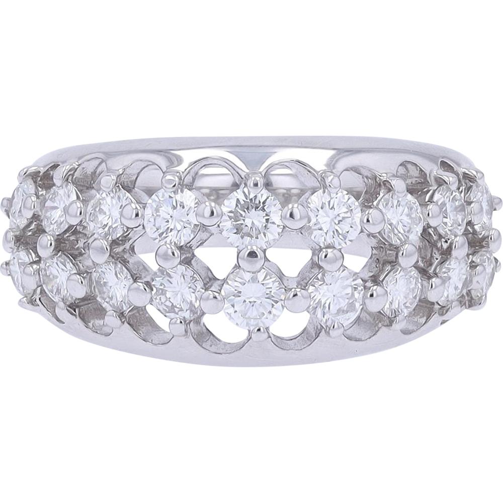 Platinum 1.15 Carat Total Weight Diamond Lattice Ring - Round Prong Set Diamonds