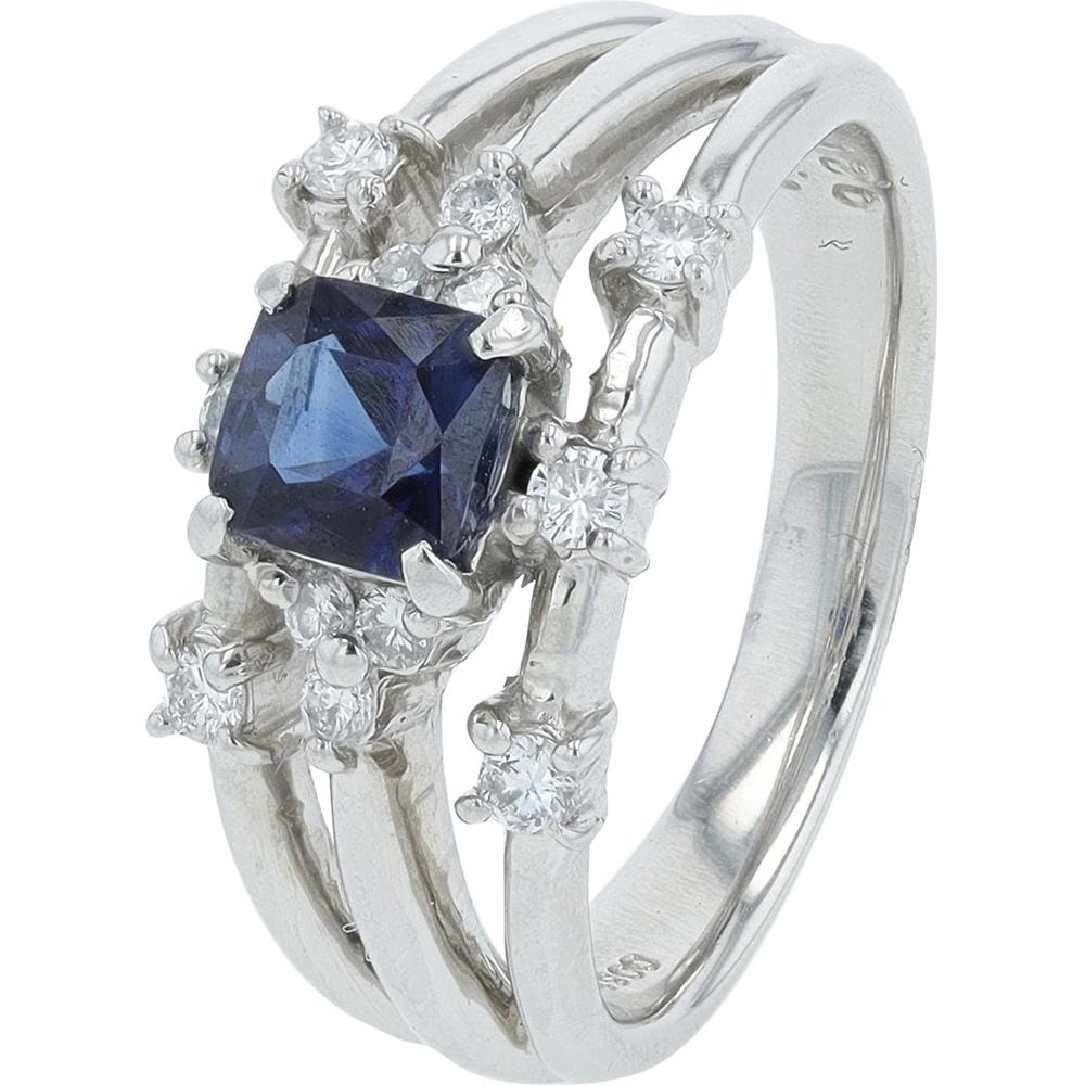 Platinum 1.16 Carat Sapphire Ring with Diamond Accents - 0.27 Carat Total Diamond Weight
