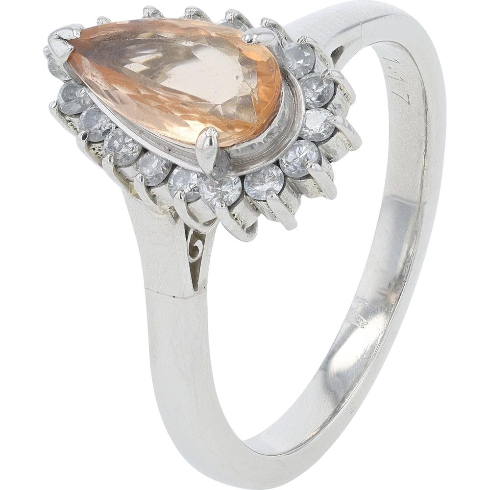 Platinum 1.17 Carat Imperial Topaz Ring with 0.36 Carat Diamond Halo