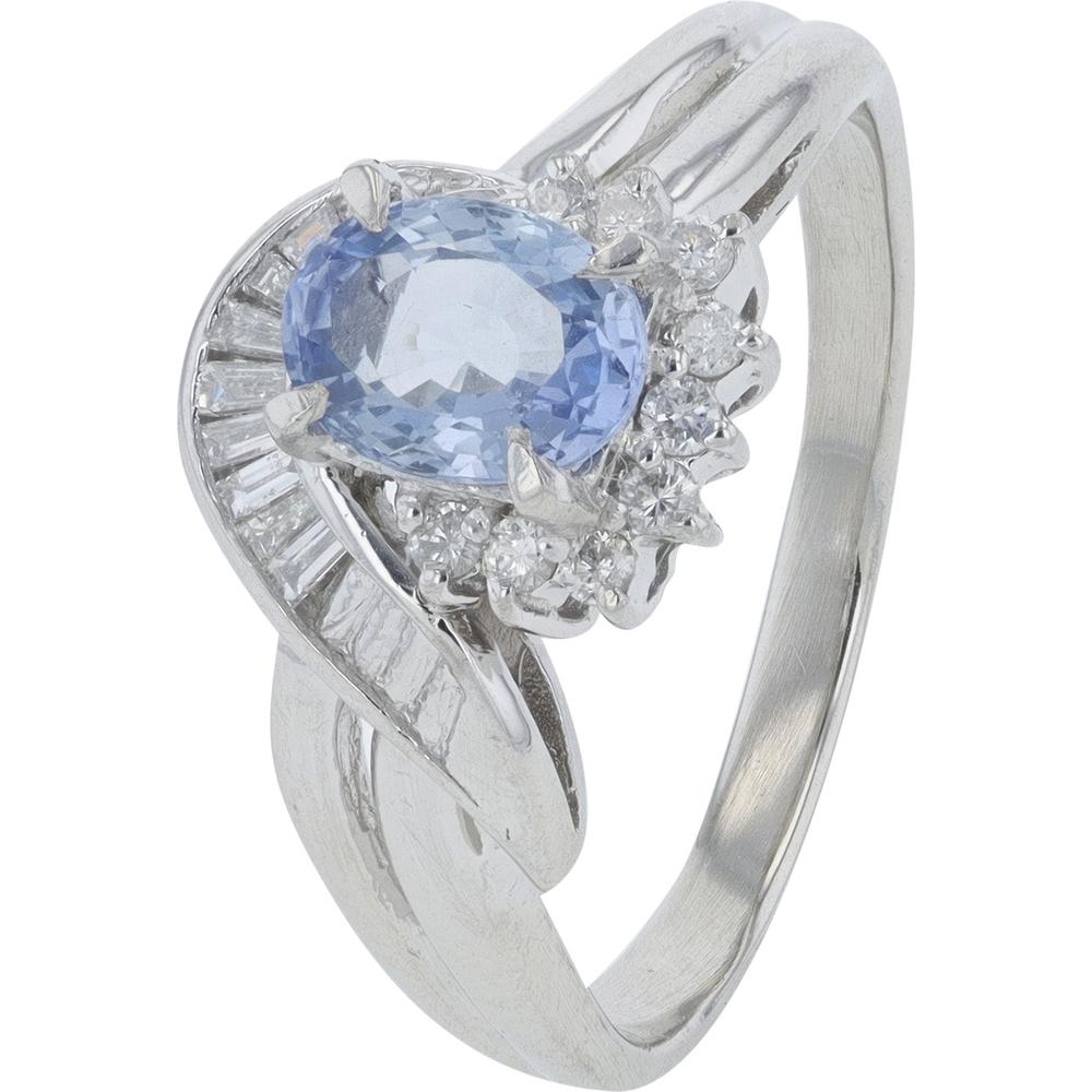 Platinum 1.17 Carats Sapphire and Diamond Crossover Ring with 0.20 Carats Total Diamond Weight