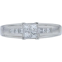 Platinum 1/2 Carat Total Weight Diamond Ring with Princess Cut and Channel Set Accents