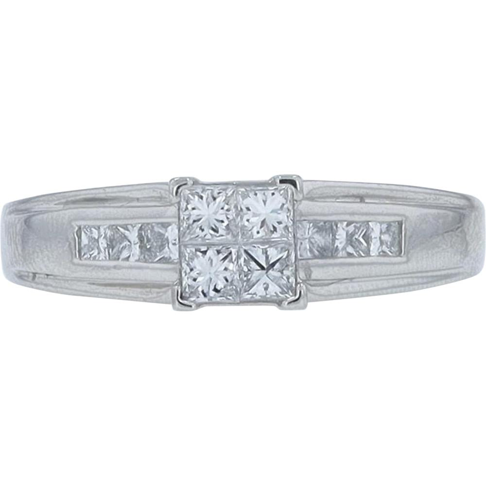 Platinum 1/2 Carat Total Weight Diamond Ring with Princess Cut and Channel Set Accents