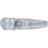 Platinum 1/2 Carat Total Weight Diamond Ring with Princess Cut and Channel Set Accents