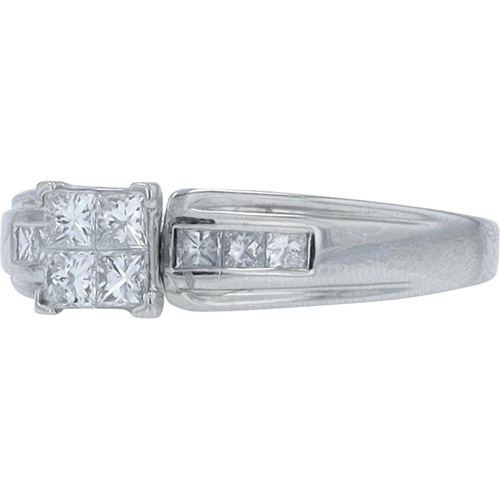 Platinum 1/2 Carat Total Weight Diamond Ring with Princess Cut and Channel Set Accents