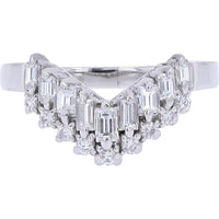 Platinum 1/2 Carats Diamond V-Shape Ring Wrap - 0.50 Carats Total Diamond Weight