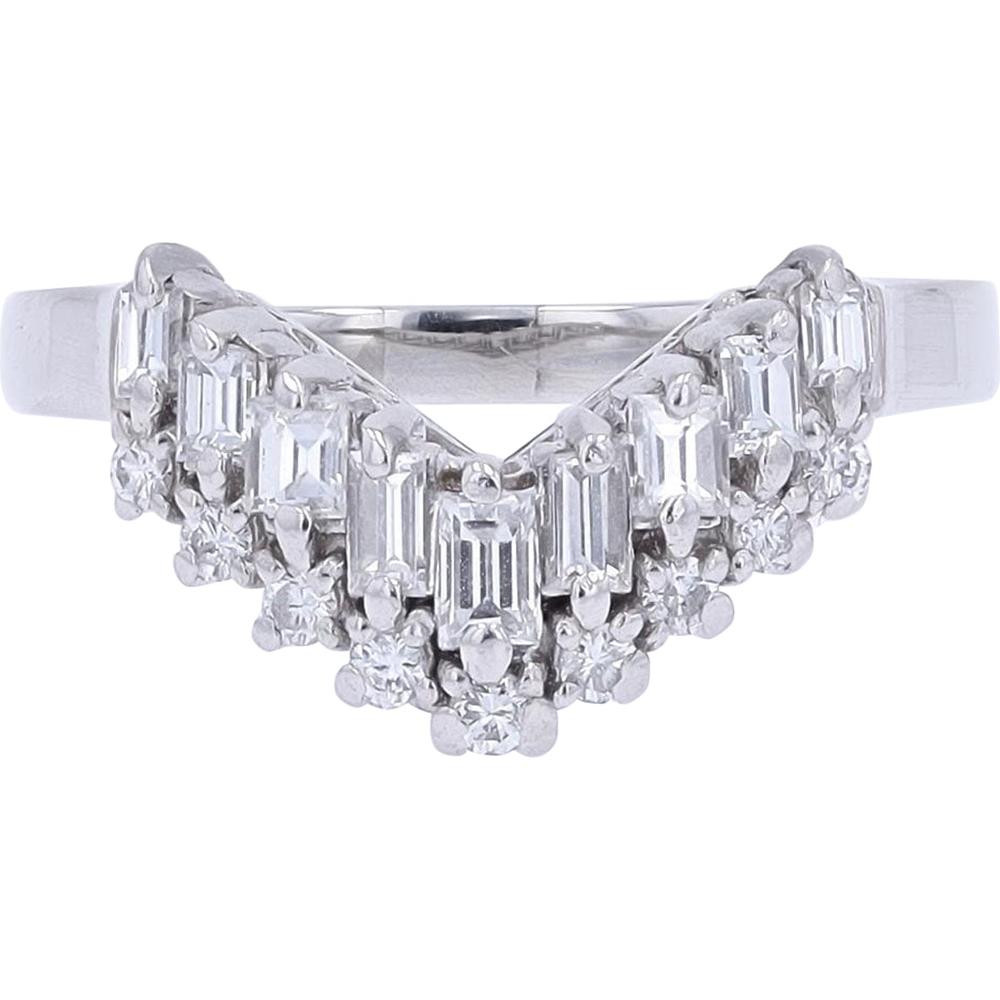 Platinum 1/2 Carats Diamond V-Shape Ring Wrap - 0.50 Carats Total Diamond Weight