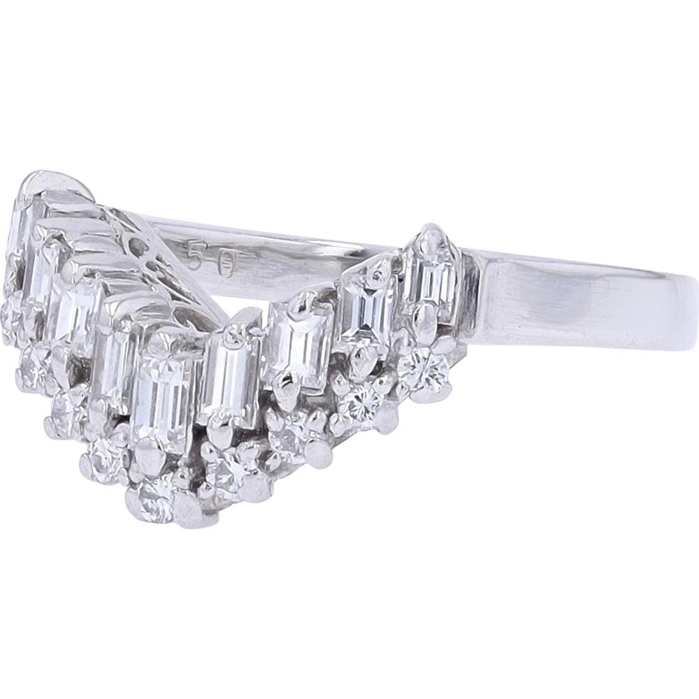 Platinum 1/2 Carats Diamond V-Shape Ring Wrap - 0.50 Carats Total Diamond Weight