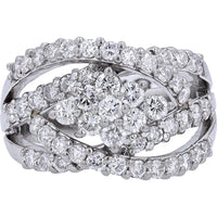 Platinum 1.27 Carat Total Weight Diamond Crossover Ring - 1.27 Carat Total Diamond Weight
