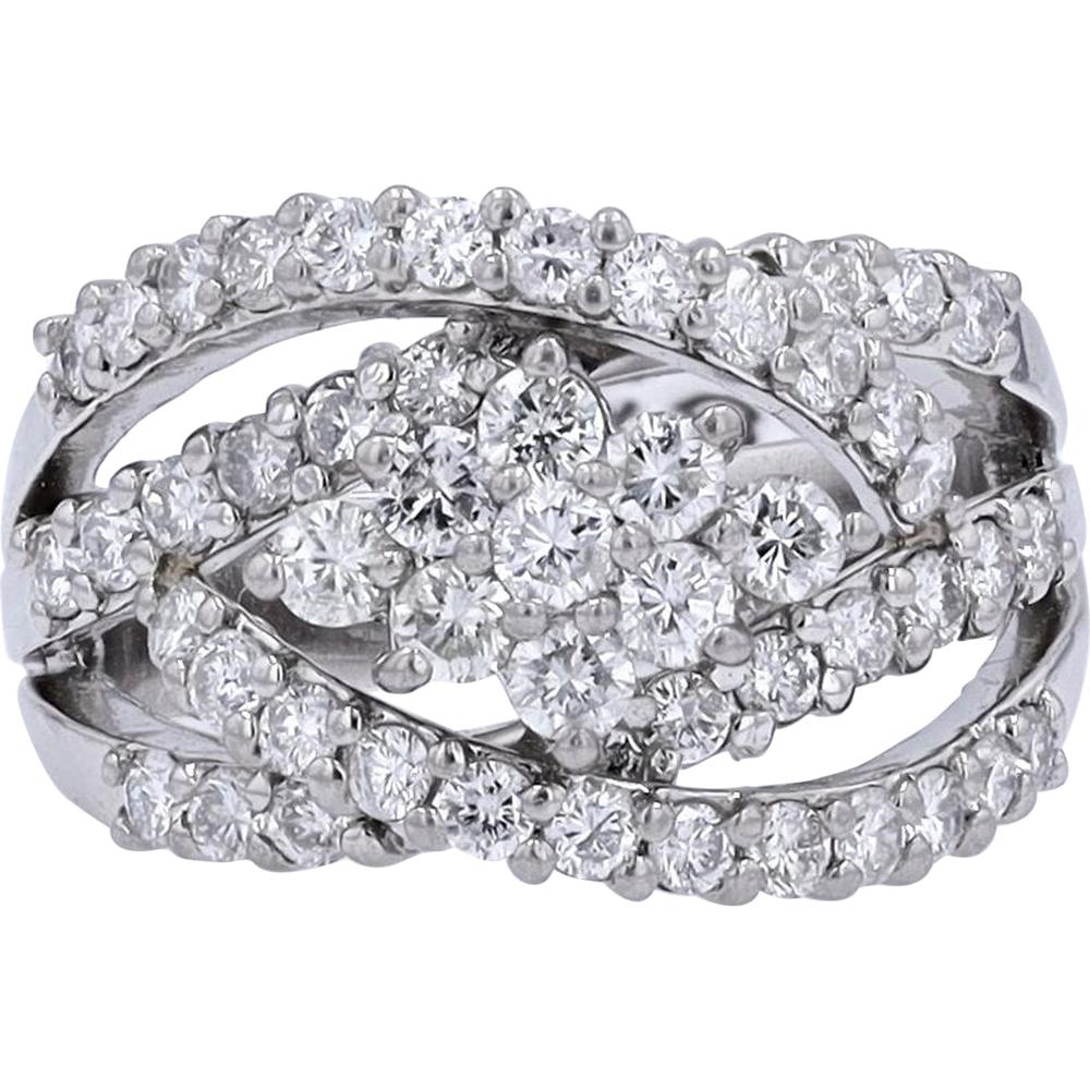 Platinum 1.27 Carat Total Weight Diamond Crossover Ring - 1.27 Carat Total Diamond Weight