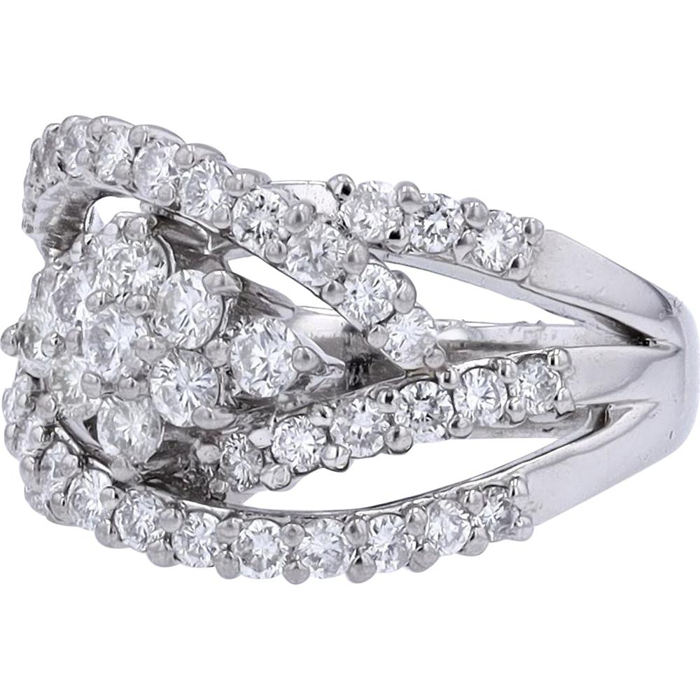 Platinum 1.27 Carat Total Weight Diamond Crossover Ring - 1.27 Carat Total Diamond Weight
