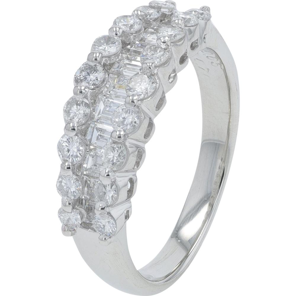 Platinum 1.35 Carat Diamond Band with Baguette and Round Prong - Set Diamonds
