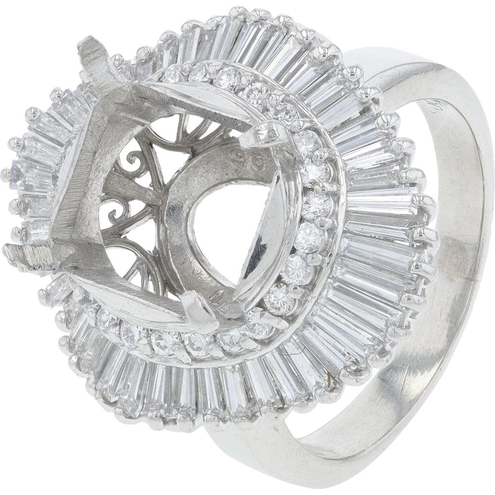 Platinum 1.39 Carat Diamond Semi-Mount with Pavé Setting