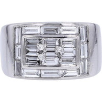 Platinum 1.41 Carats Diamond Band Ring with Geometric Baguette Design - Size 4.5
