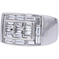 Platinum 1.41 Carats Diamond Band Ring with Geometric Baguette Design - Size 4.5