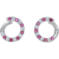 Platinum 1.45 Carat Ruby & 0.73 Carat Diamond Front To Back Hoops