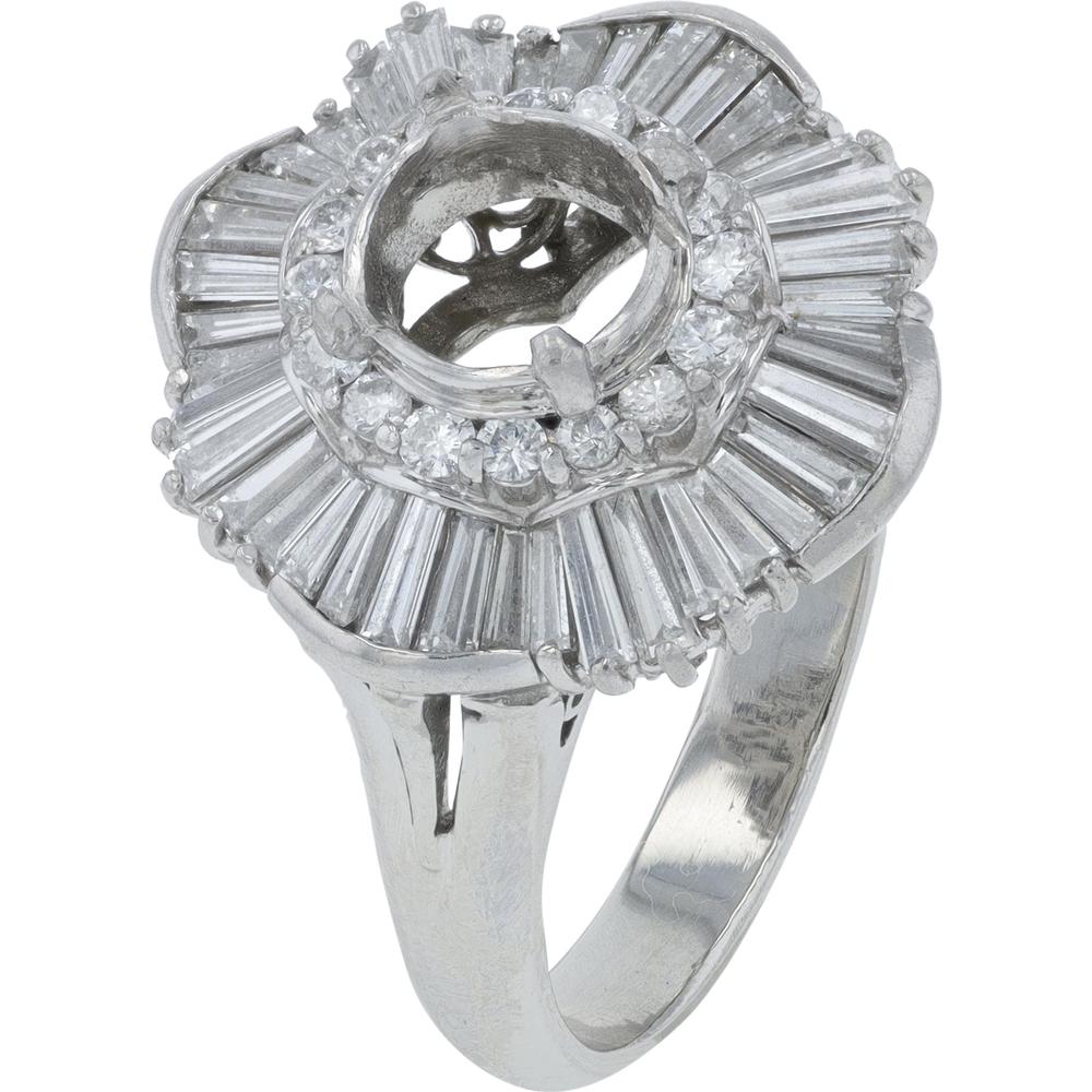 Platinum 1.45 Carats Diamond Semi-Mount Ring - Size 7