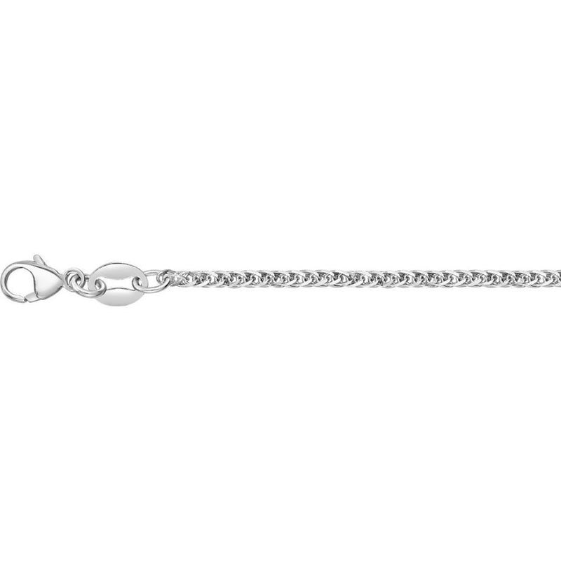 Platinum 1.4mm Diamond Cut Square Wheat Chain Necklace - 20" Length by Orozza Fine Jewelry