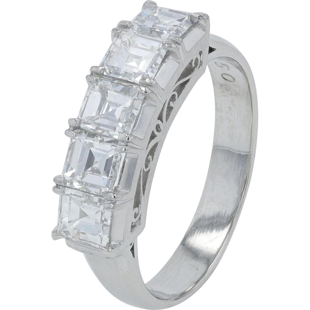 Platinum 1.50 Carat Diamond Band with Four Prong - Set Square Diamonds