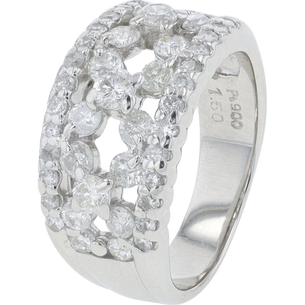 Platinum 1.50 Carat Diamond Wide Band Ring - 1.50 Carat Total Diamond Weight