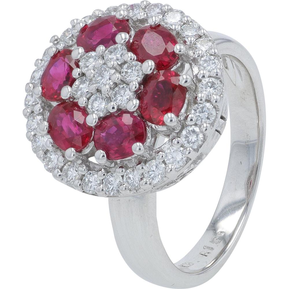 Platinum 1.50 Carat Ruby Convertible Ring with 0.72 Carat Diamond Halo