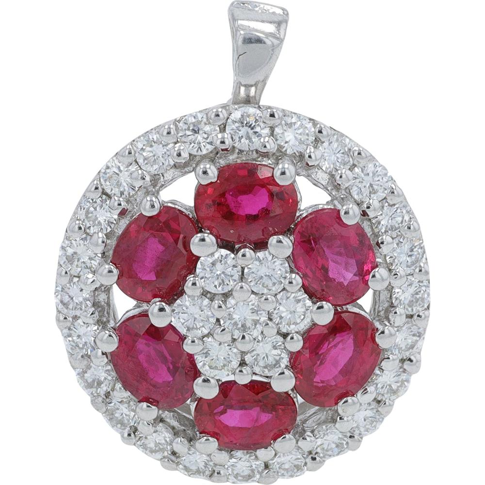 Platinum 1.50 Carat Ruby Convertible Ring with 0.72 Carat Diamond Halo